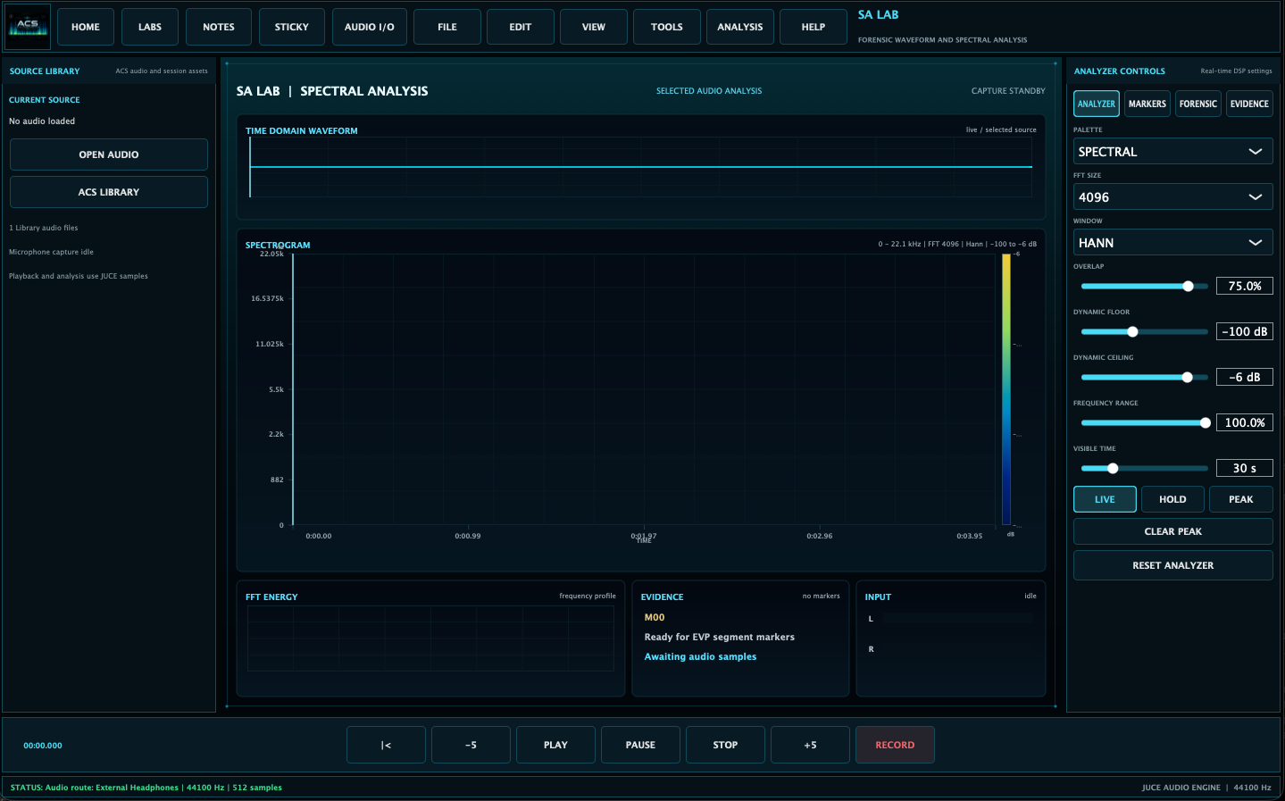SA Lab spectral and waveform analysis
