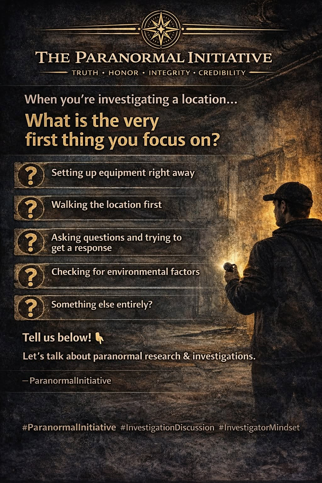 Community question about first investigation focus series graphic