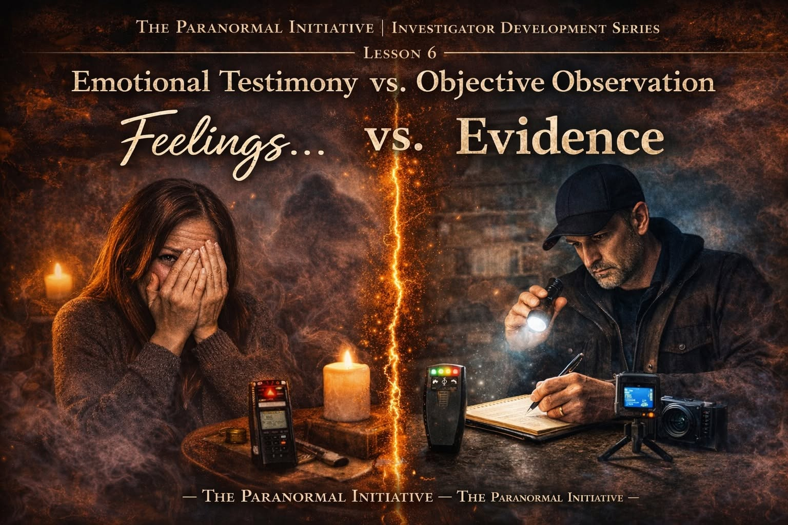 Emotional testimony versus objective observation series graphic