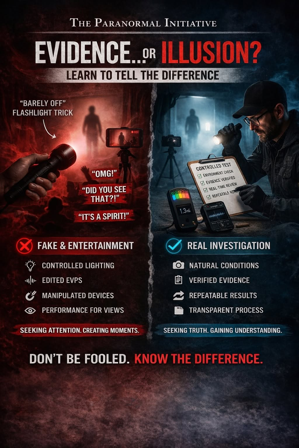 Evidence or illusion investigator responsibility series graphic