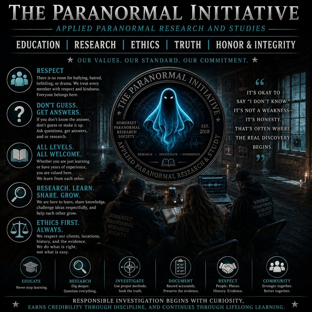 The Paranormal Initiative values and community commitment graphic