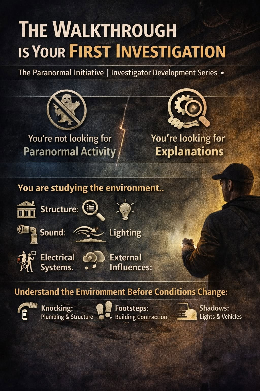 The walkthrough is your first investigation series graphic