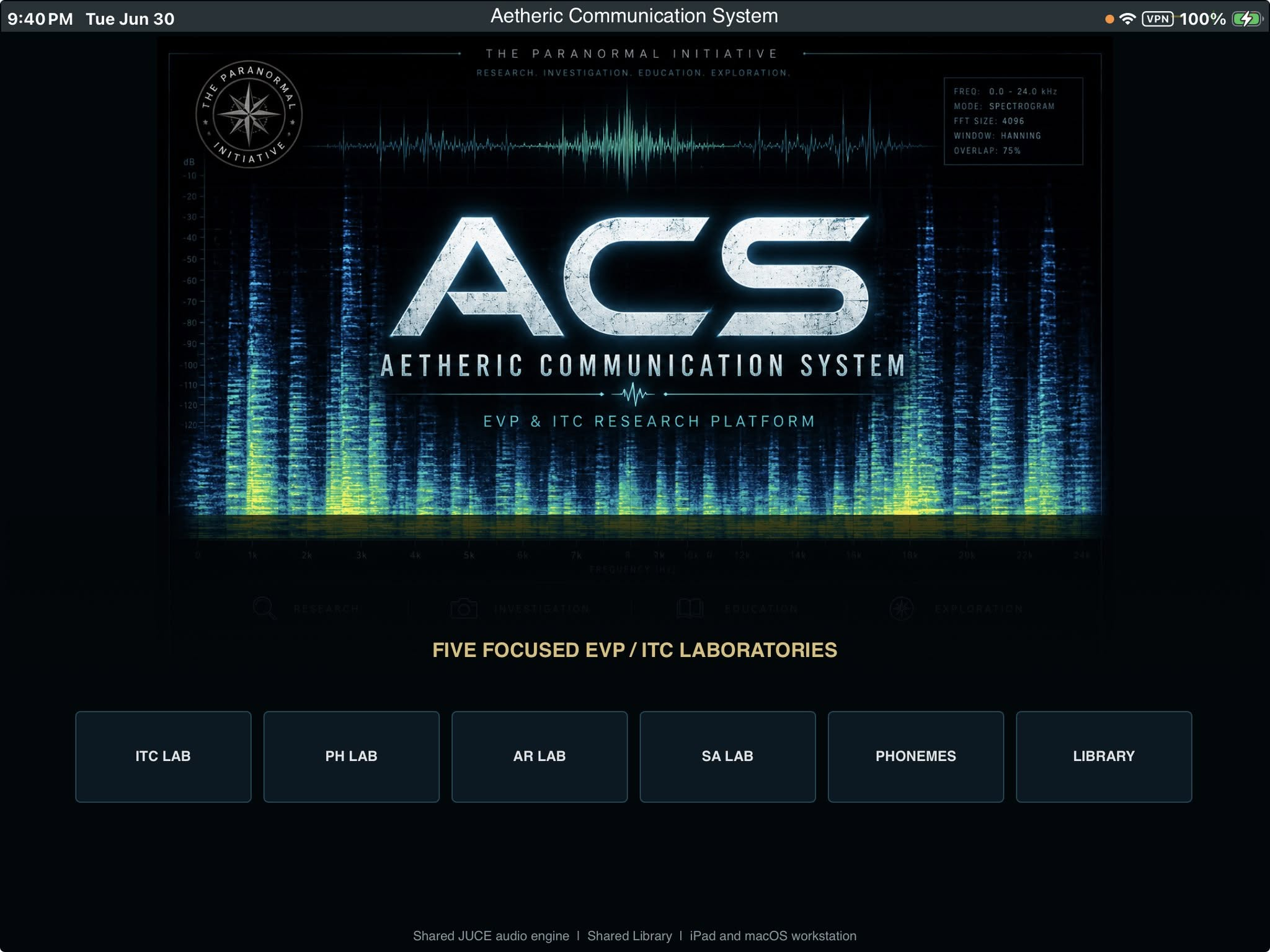 Aetheric Communication System EVP and ITC research platform graphic
