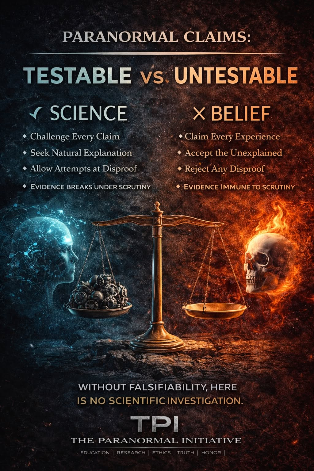 Paranormal claims testable versus untestable science and belief graphic